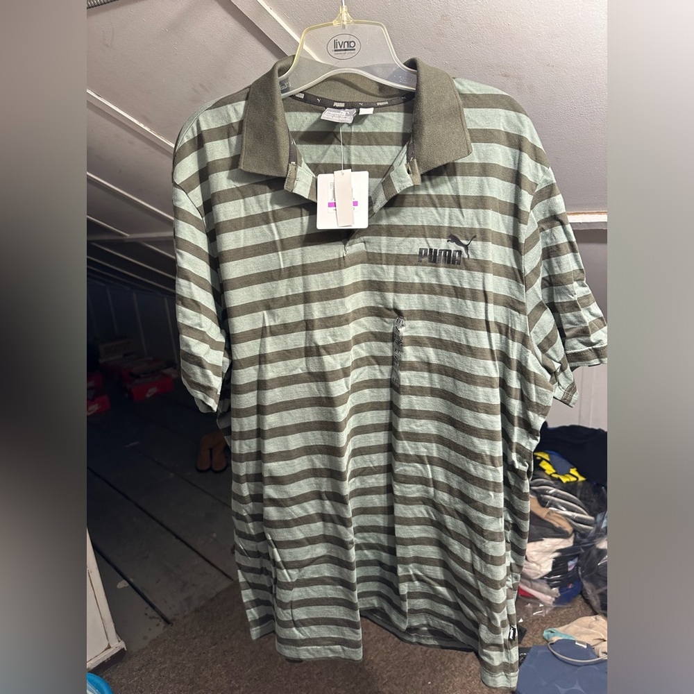 Green Puma Striped Polo Shirt Size XXL
